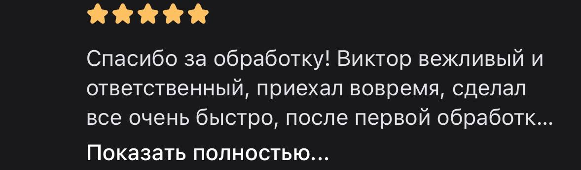 Фрагмент пятизвёздочного отзыва клиента о работе Виктора